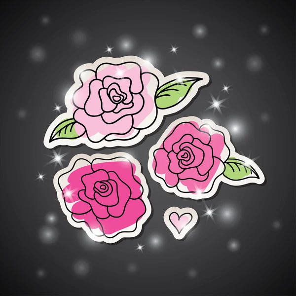 Pink roses on black — Stock Vector