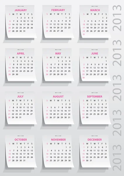 Calendar 2013 year — Stock Vector