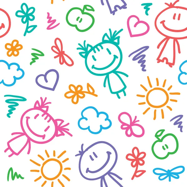 Hand drawn kid pattern — Stock Vector