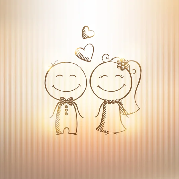 Couple de mariage dessiné à la main — Image vectorielle