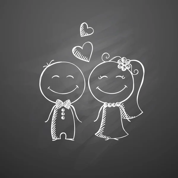 Hand drawn wedding couple — Stock Vector