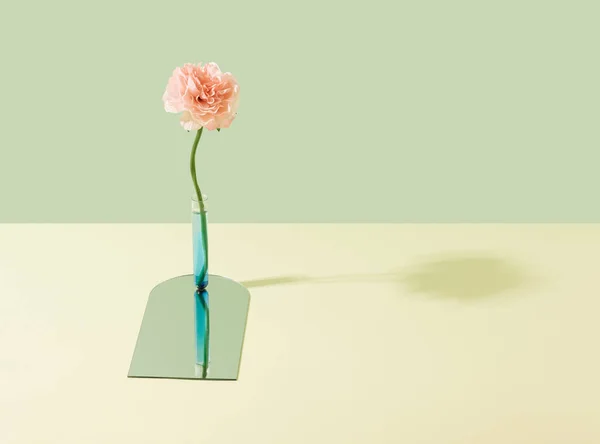 Surreal Table Set Mirror Flower Test Tube Virtual Romance Conceptual —  Fotos de Stock