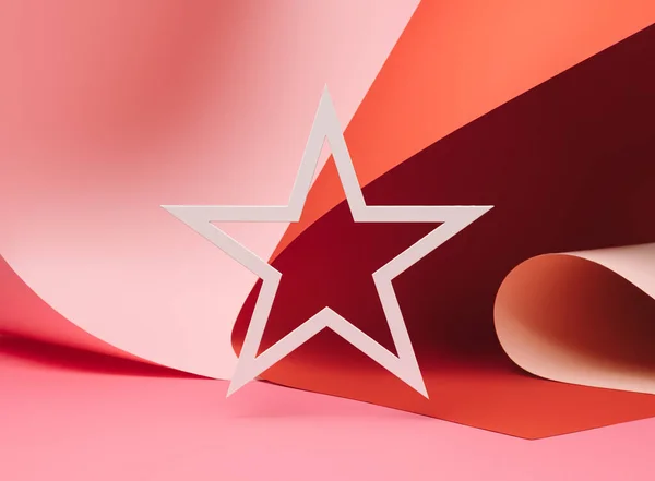 Bílá Hvězda Rám Gradient Růžové Červené Abstraktní Pozadí Popularita Sláva — Stock fotografie