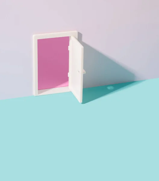 Offene Tür Die Eine Gelegenheit Bietet Die Rosa Oberfläche Enthüllen — Stockfoto