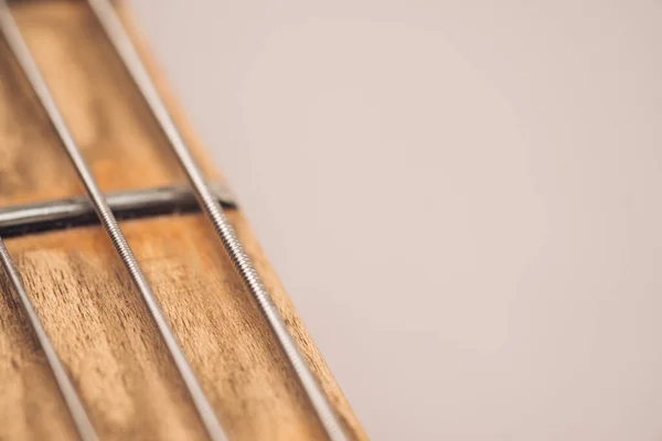 Electric Guitar Steel Strings Fretboard Background Instrument Playing Minimal Backdrop — Stockfoto
