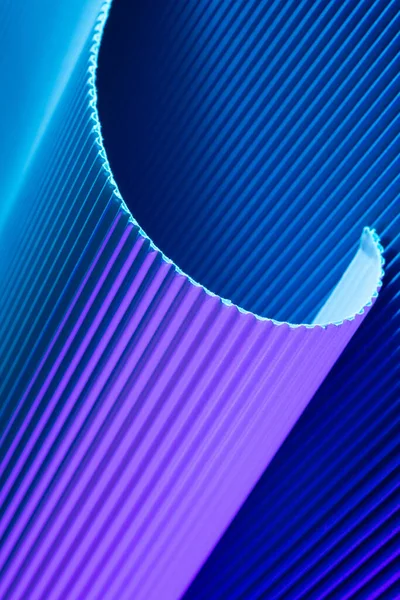 Abstract Geometric Background Violet Blue Hues Corrugated Lines Futuristic Backdrop — Stok Foto