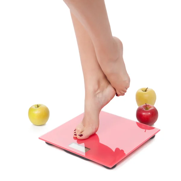 kadın mükemmel bacaklar ile apple ölçekte şeklinde