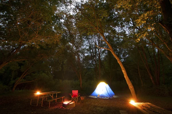 Cena de acampamento noturno Imagens Royalty-Free