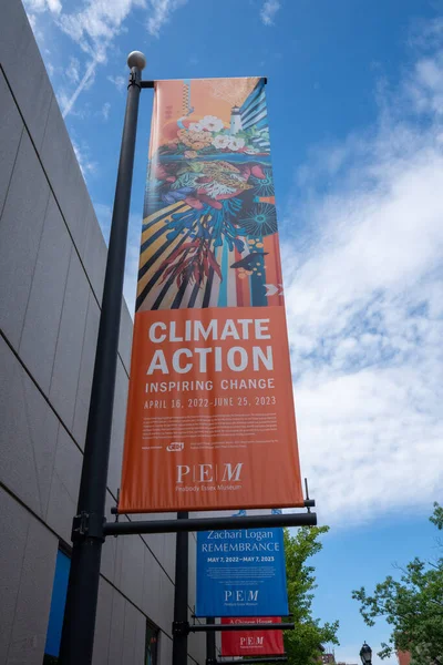 Salem Usa June 2022 Climate Action Banner Peabody Essex Museum — Stock fotografie