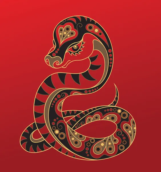 Año de la Serpiente. Horóscopo chino signo animal — Vector de stock