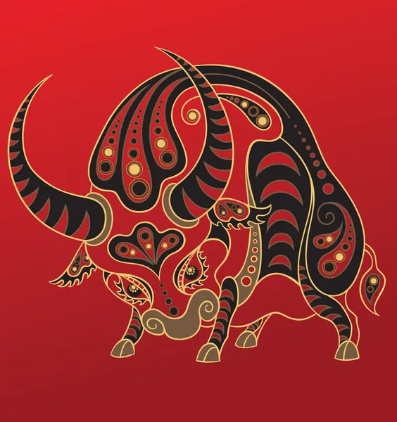 Année du Buffle. Horoscope chinois signe animal — Image vectorielle