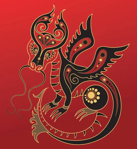 Año del Dragón. Horóscopo chino signo animal — Vector de stock