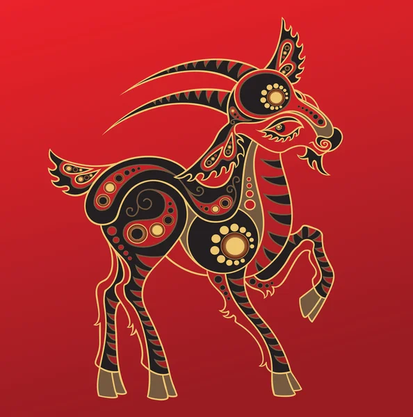 Jahr der Ziege. Chinesisches Horoskop Tierzeichen — Stockvektor