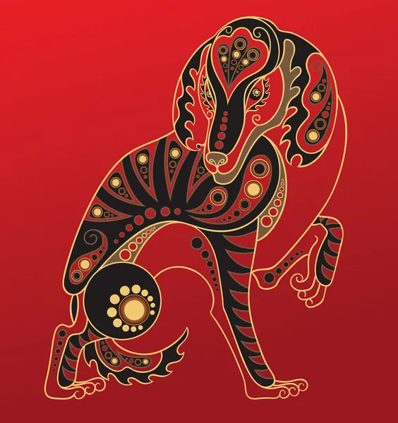 Année du Chien. Horoscope chinois signe animal — Image vectorielle