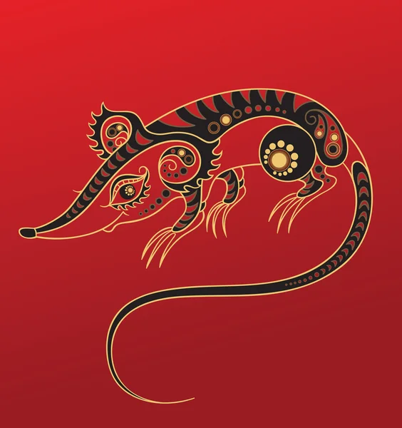 Ano do Rato. Horóscopo chinês sinal animal — Vetor de Stock
