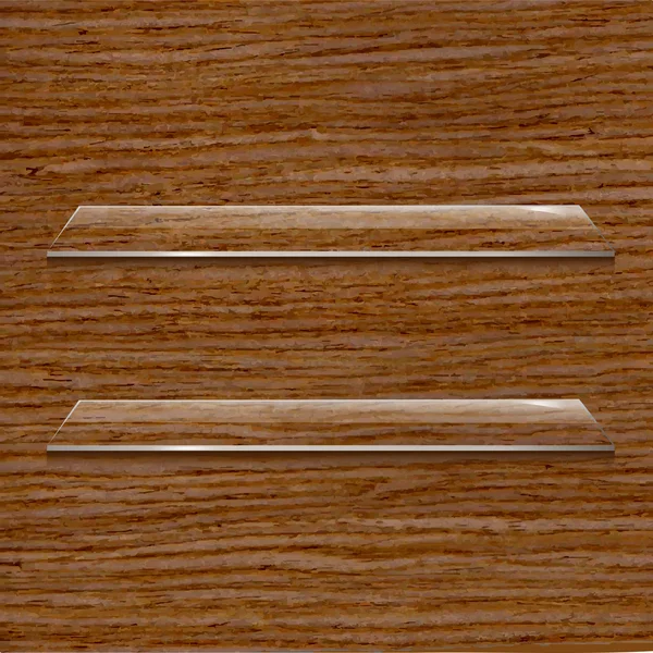 Plateau en verre sur fond en bois — Image vectorielle