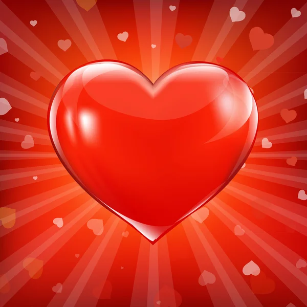 Червоне серце і фону з балок — стоковий вектор