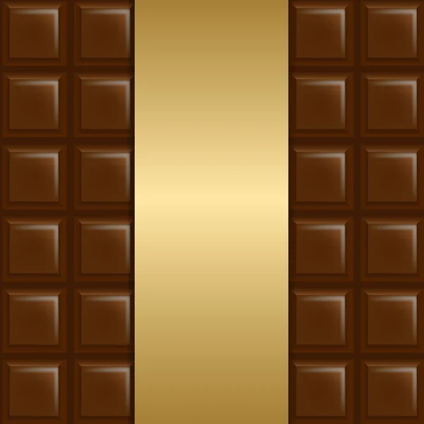 Fondo de chocolate con papel de oro — Vector de stock