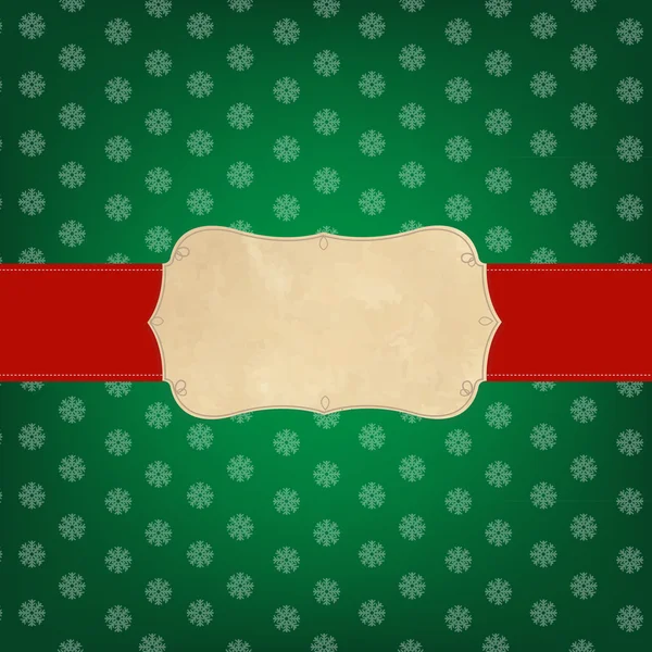 ビンテージ緑メリー クリスマス ラベル — ストックベクタ