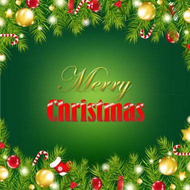 Retro kartı ile Noel çelenk