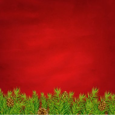 árbol de abeto y fondo rojo retro