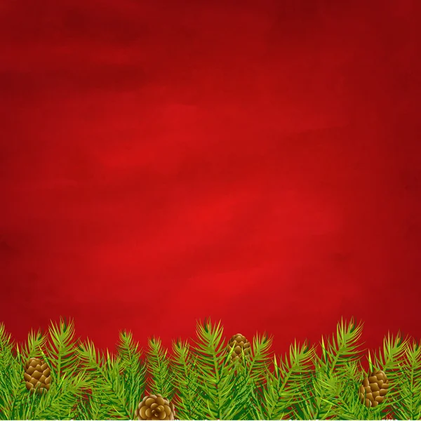 Fundo vermelho retrô e árvore de abeto — Vetor de Stock