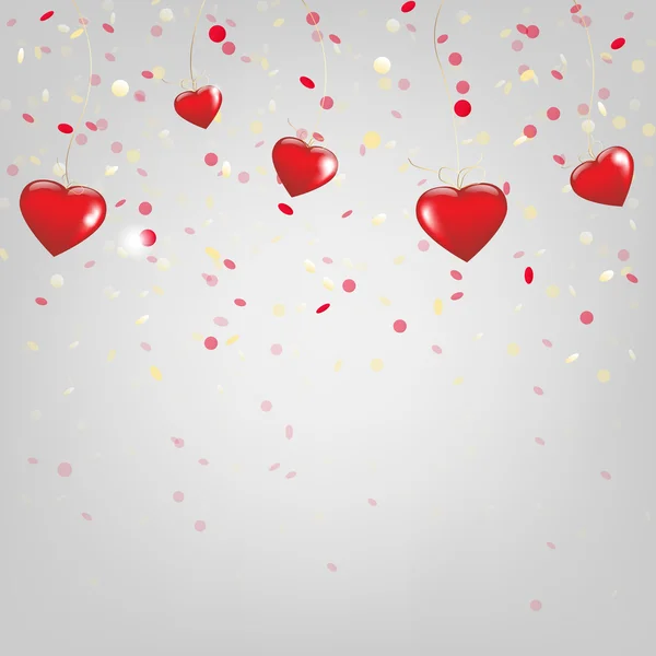 Happy Valentines Day Card With Red Hearts — Stock Vector