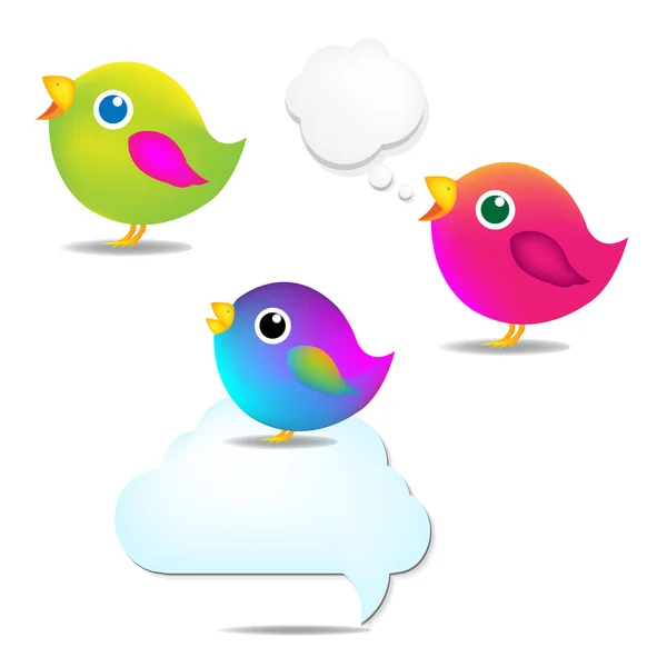 Color Birds Set with Speech Bubble — стоковый вектор