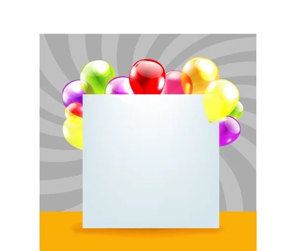 Happy Birthday Day Card With Color Balloons — Stock Vector