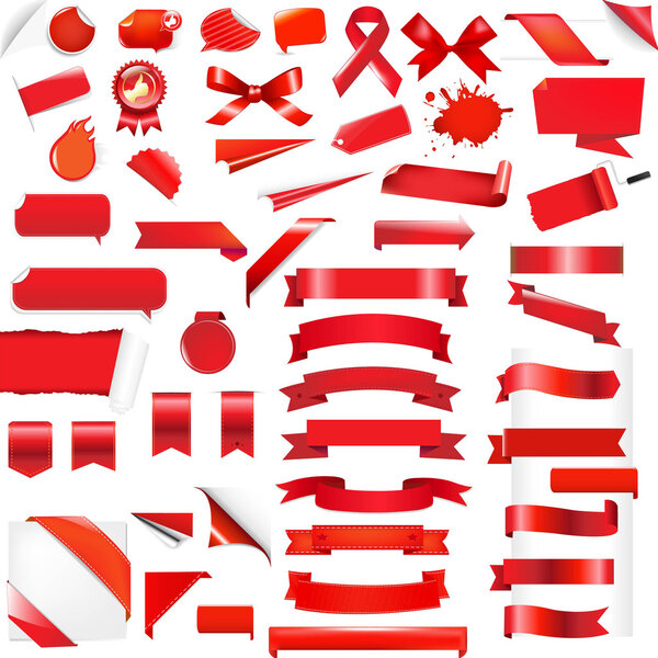 Большой набор речевых ярлыков и ленточек
