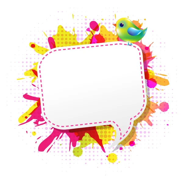 Affiche Grunge couleur avec bulle de parole abstraite avec oiseau — Image vectorielle