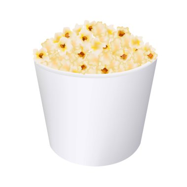 Beyaz karton kutu içinde patlamış mısır