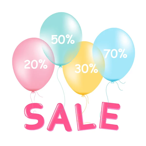 Sale Poster With Pastel Balloons — Stock Vector