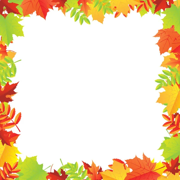 Colorful Autumn Leafs Frame — Stock Vector