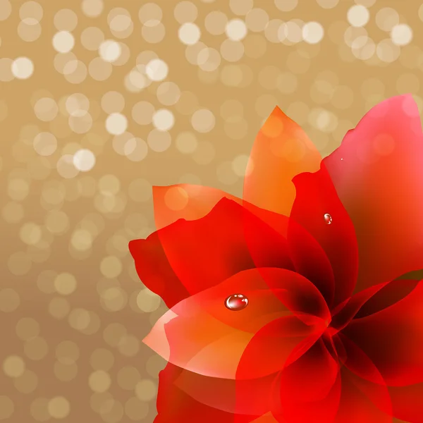 Flor roja abstracta con Bokeh — Vector de stock