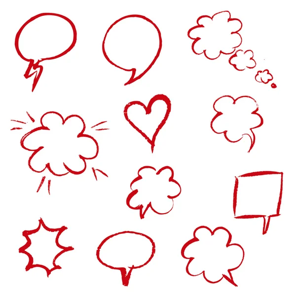 Kırmızı el çizmek konuşma balonu — Stok Vektör