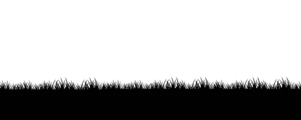 Black Grass Border And Isolated White Background — 图库矢量图片