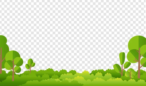 Paesaggio verde con confine albero verde isolato sfondo trasparente — Vettoriale Stock