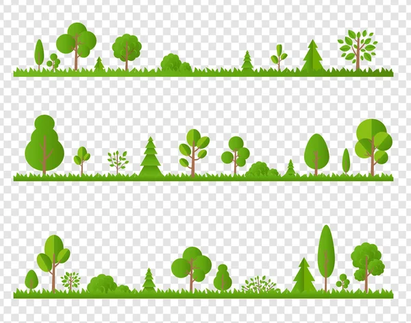 Green Tree Border Isolated Transparent Background — Stock vektor