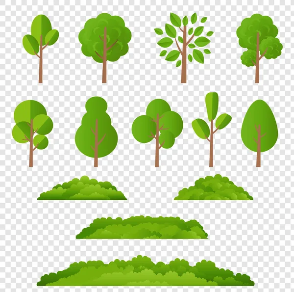 Green Tree Collection Isolated With White Background — Vetor de Stock