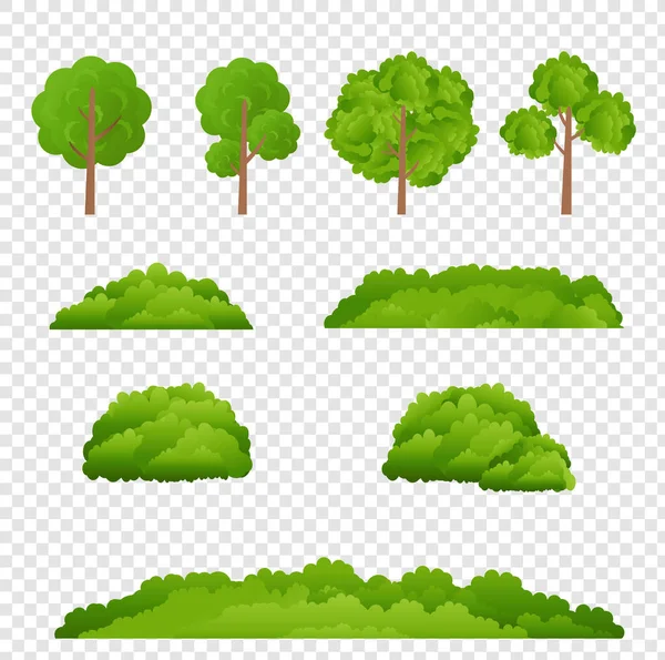 Green Tree Collection Isolated With Transparent Background — Vetor de Stock