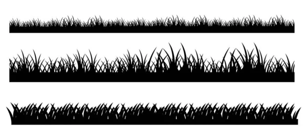 Black Grass Border Isolated White Background 矢量图形