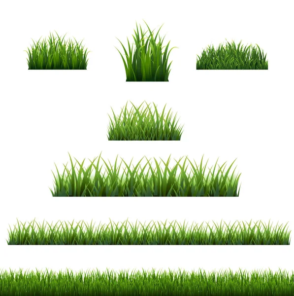 Green Grass Border Big Set med hvid baggrund – Stock-vektor