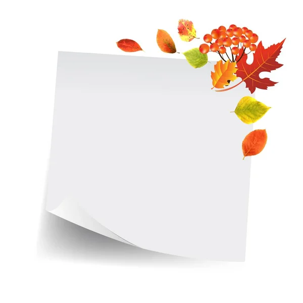 White Sticker Notes With Autumn Text — Stock Vector