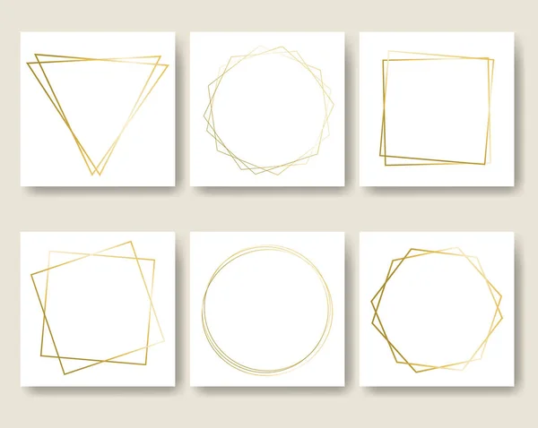 Grand ensemble avec des cadres dorés et bannière — Image vectorielle
