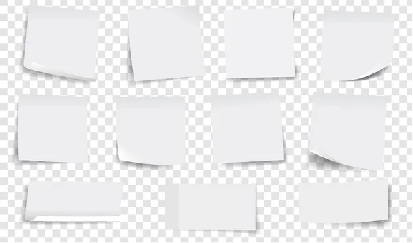 Grande collection de notes autocollantes blanches fond transparent — Image vectorielle