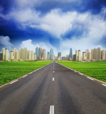 yeşil alan ve dubai şehir şehir üzerinde horizont
