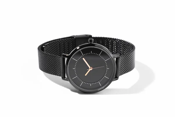 Montre Bracelet Homme Luxe Proche Cadran Noir Isolé — Photo