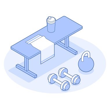 Isometric Jimnastik Salonu Vektörü İllüstrasyonu