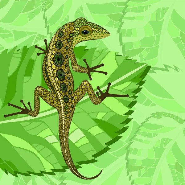 Lizard in the green — Stock Vector